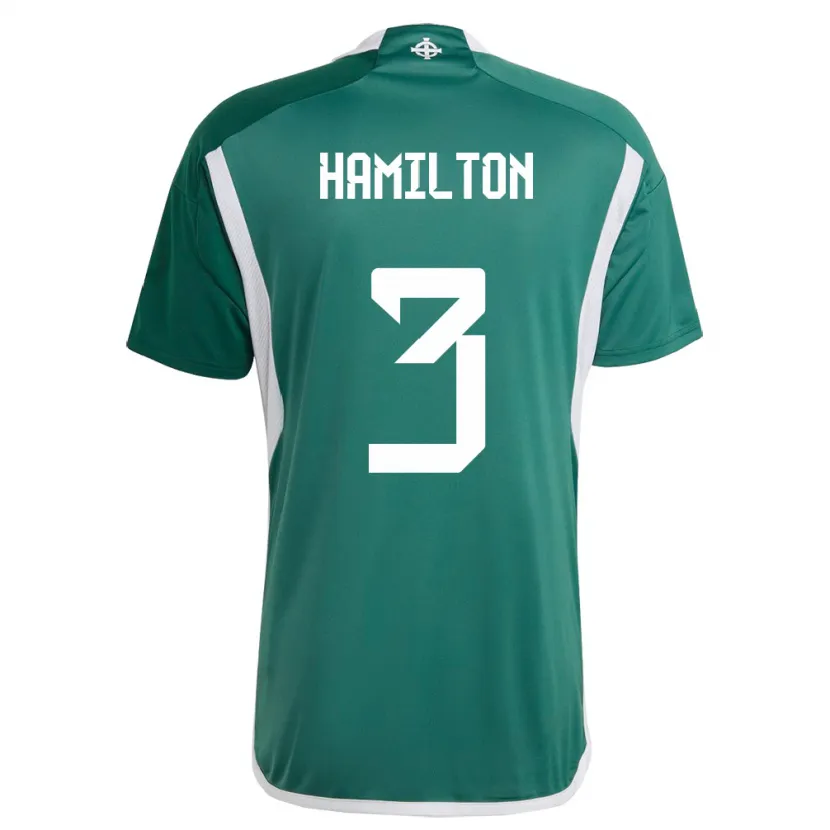 Danxen Men Northern Ireland Brendan Hamilton #3 Green Home Jersey 24-26 T-Shirt