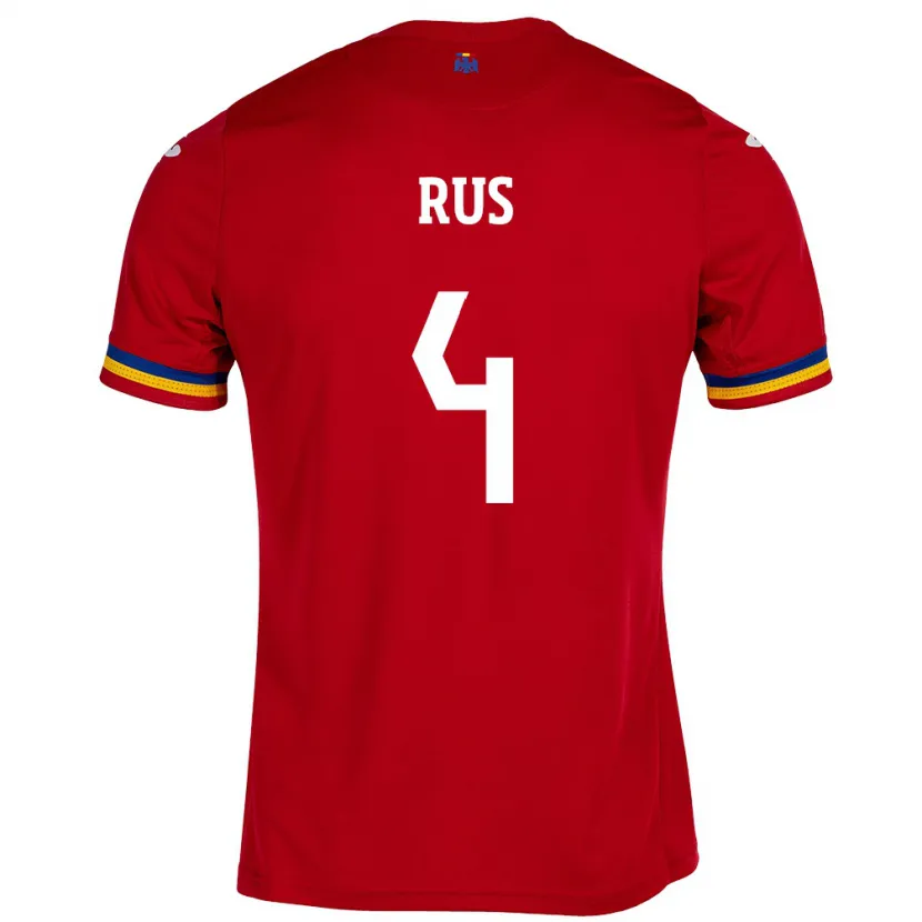 Danxen Men Romania Adrian Rus #4 Red Away Jersey 24-26 T-Shirt