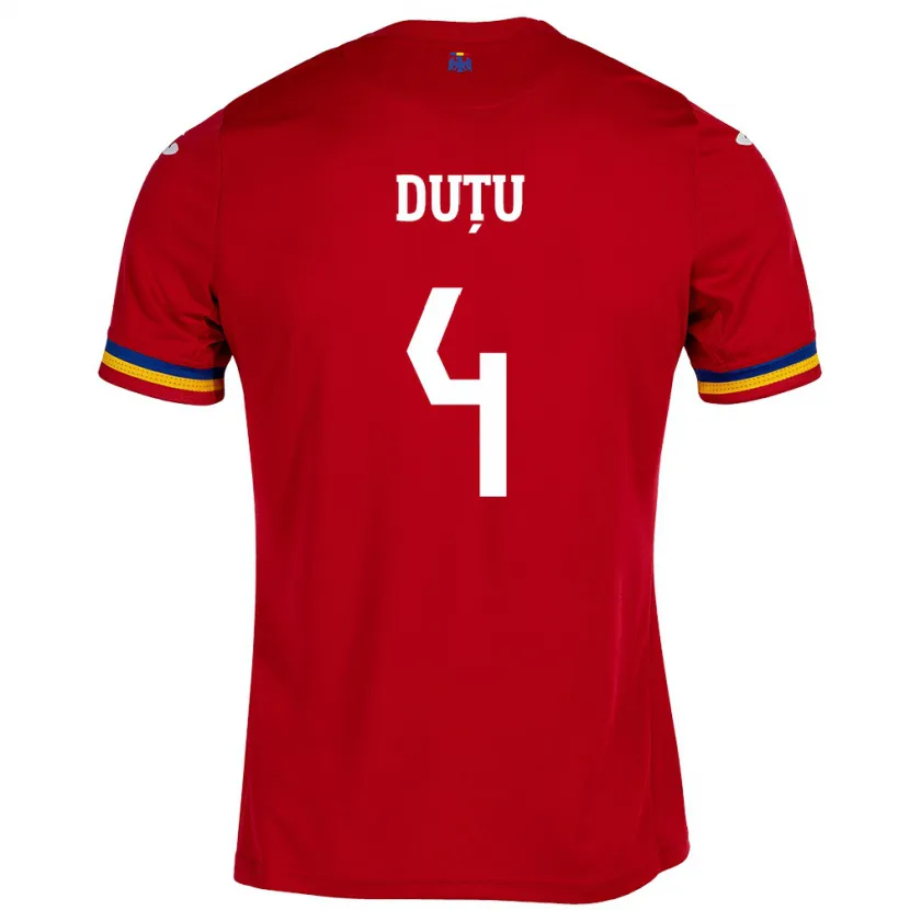 Danxen Men Romania Ștefan Duțu #4 Red Away Jersey 24-26 T-Shirt