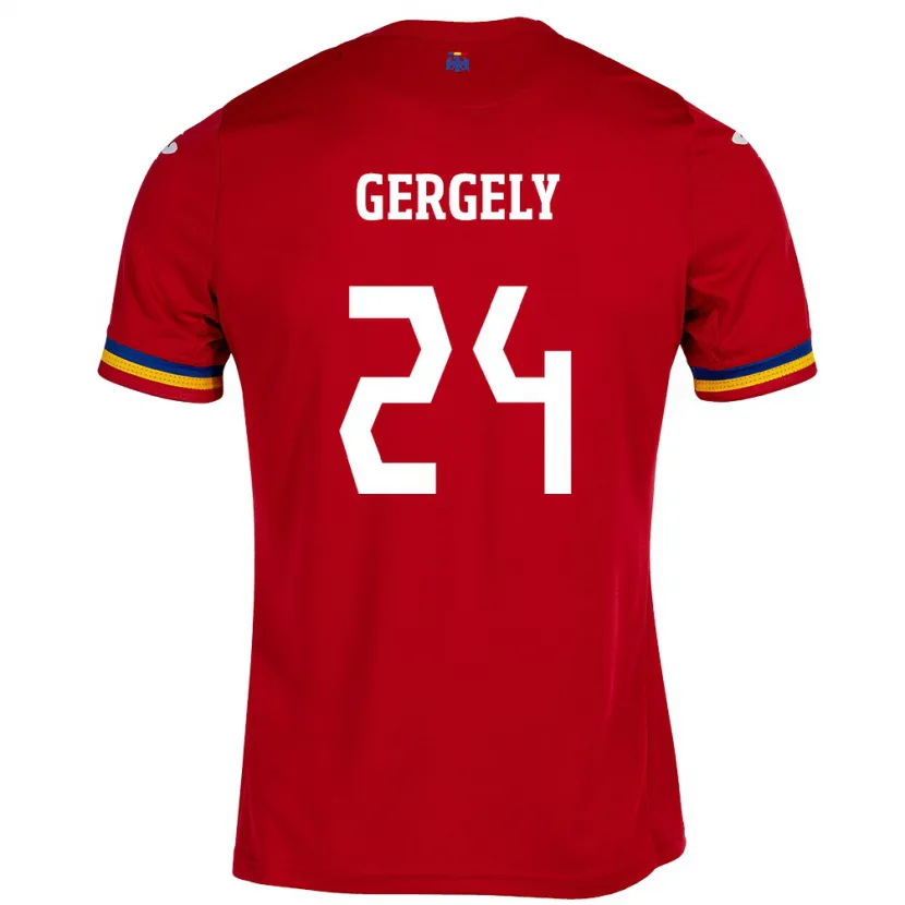 Danxen Men Romania Botond Gergely #24 Red Away Jersey 24-26 T-Shirt