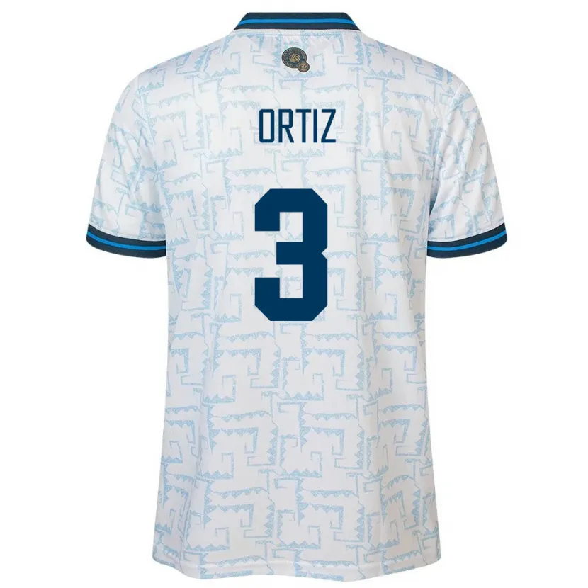 Danxen Men El Salvador Priscila Ortiz #3 White Away Jersey 24-26 T-Shirt