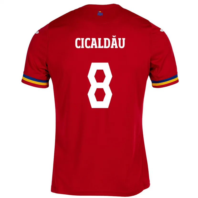 Danxen Women Romania Alexandru Cicâldău #8 Red Away Jersey 24-26 T-Shirt