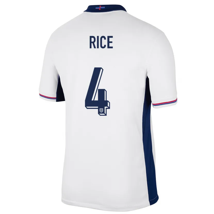 Danxen Kid England Declan Rice #4 White Home Jersey 24-26 T-Shirt