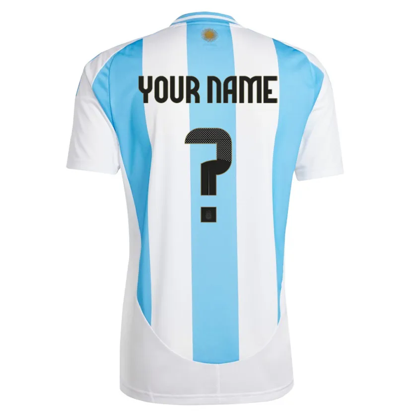 Danxen Kid Argentina Your Name #0 White Blue Home Jersey 24-26 T-Shirt