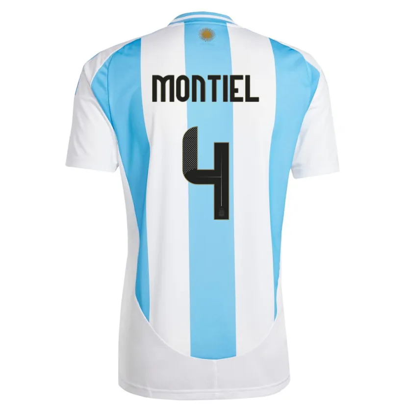 Danxen Kid Argentina Gonzalo Montiel #4 White Blue Home Jersey 24-26 T-Shirt