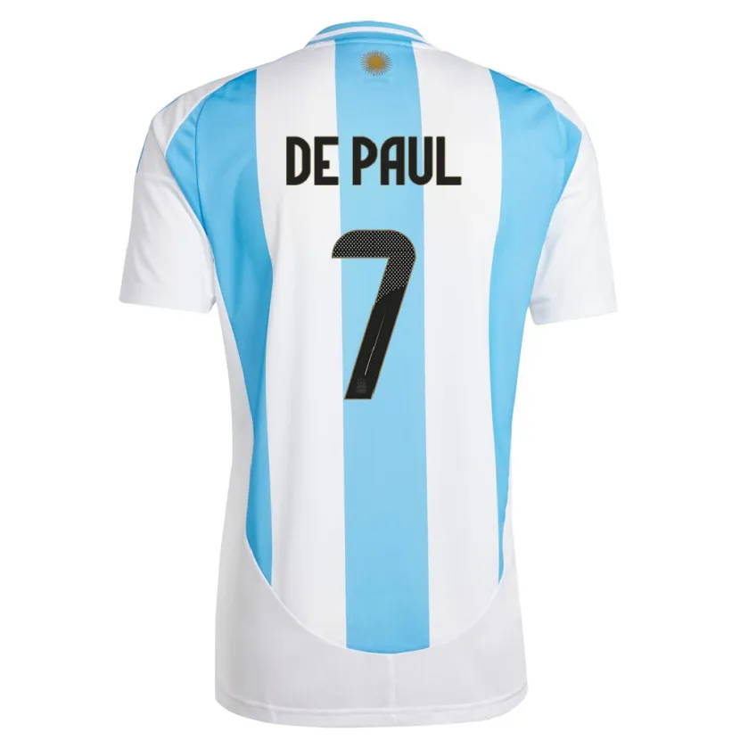 Danxen Kid Argentina Rodrigo De Paul #7 White Blue Home Jersey 24-26 T-Shirt