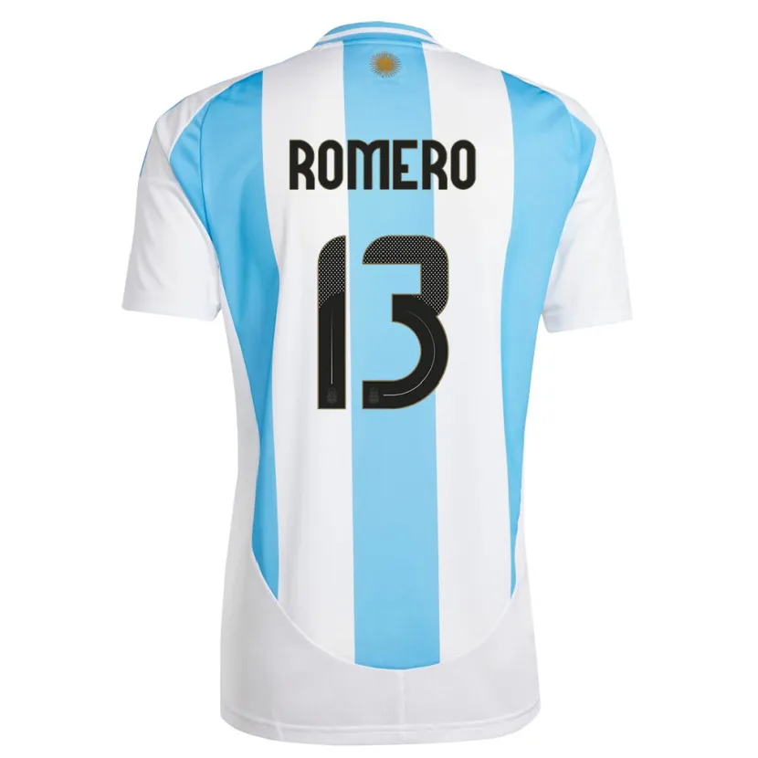 Danxen Kid Argentina Cristian Romero #13 White Blue Home Jersey 24-26 T-Shirt