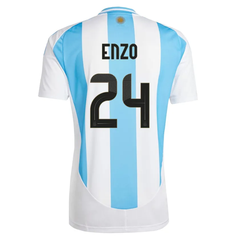 Danxen Kid Argentina Enzo Fernandez #24 White Blue Home Jersey 24-26 T-Shirt