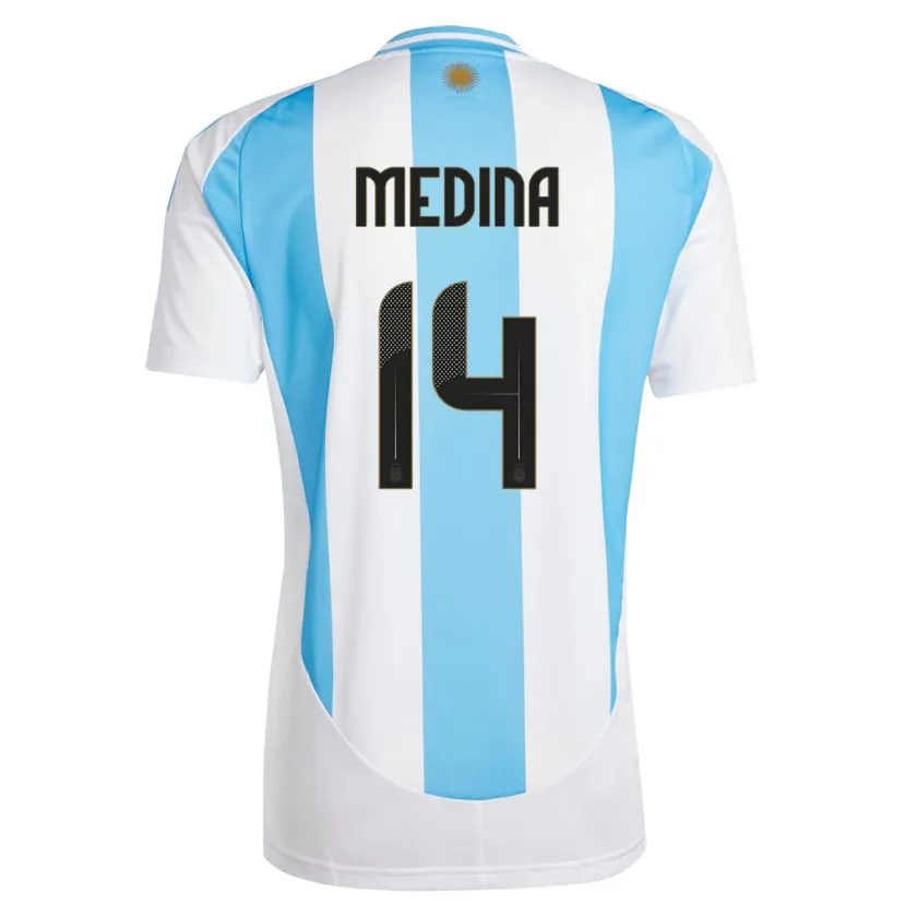 Danxen Kid Argentina Facundo Medina #14 White Blue Home Jersey 24-26 T-Shirt