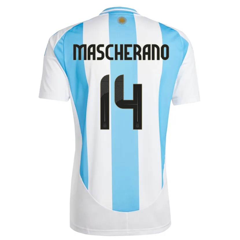 Danxen Kid Argentina Javier Mascherano #14 White Blue Home Jersey 24-26 T-Shirt