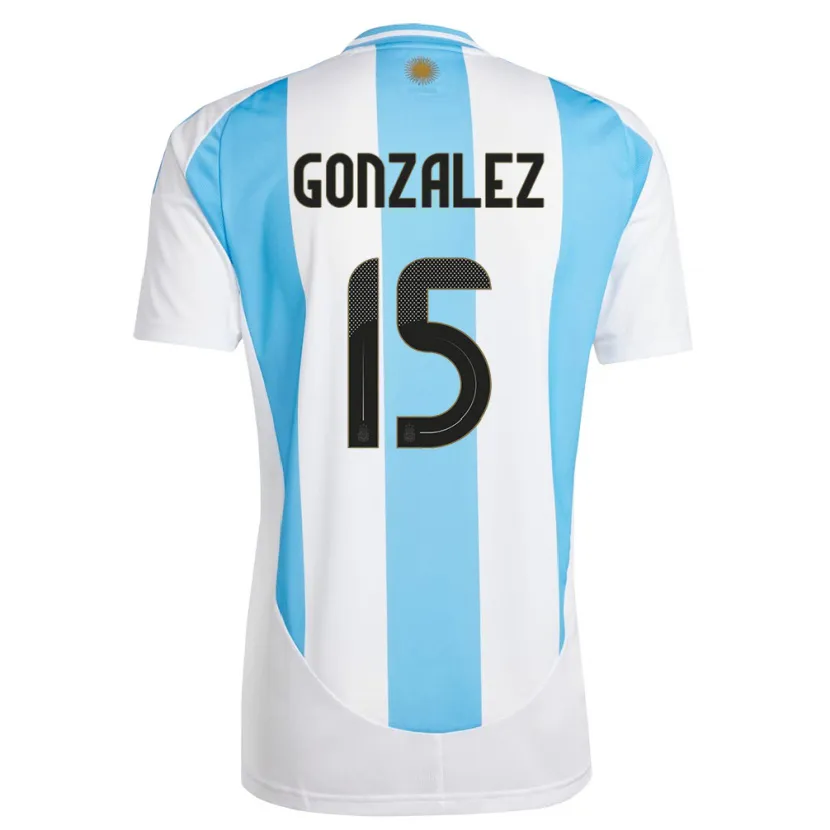 Danxen Kid Argentina Nicolas Gonzalez #15 White Blue Home Jersey 24-26 T-Shirt