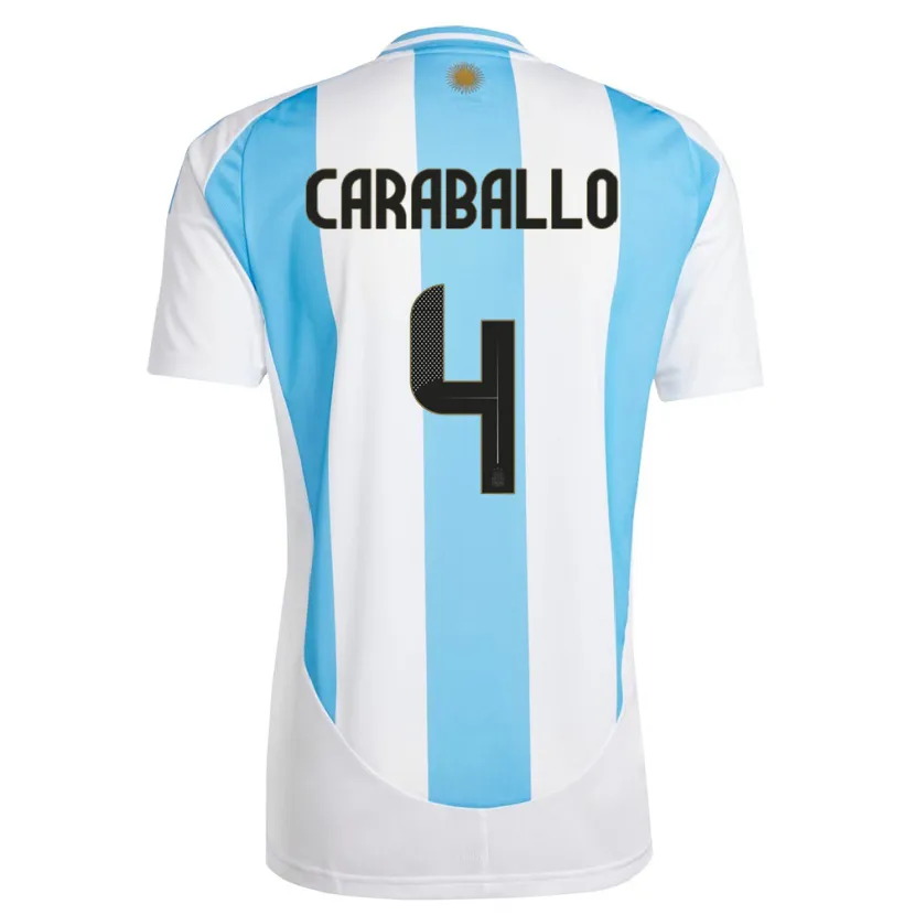 Danxen Kid Argentina Brian Caraballo #4 White Blue Home Jersey 24-26 T-Shirt