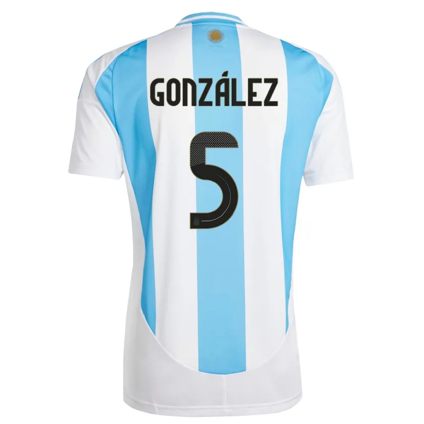 Danxen Kid Argentina Maximiliano Gonzalez #5 White Blue Home Jersey 24-26 T-Shirt