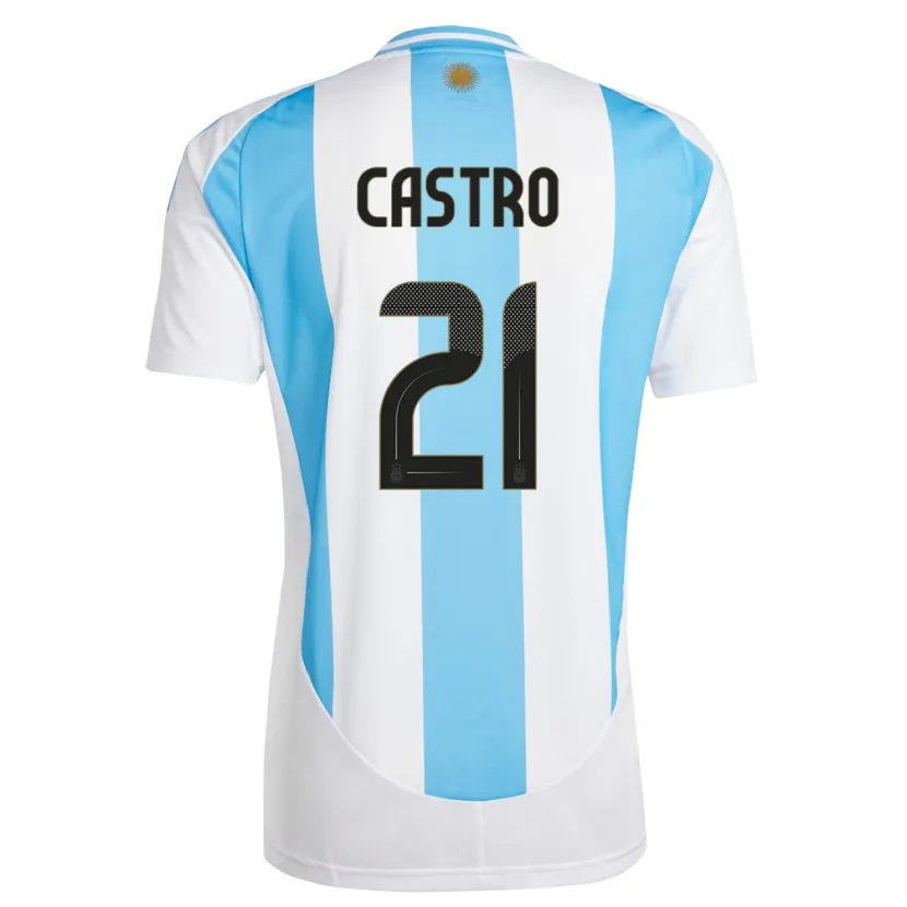 Danxen Kid Argentina Santiago Castro #21 White Blue Home Jersey 24-26 T-Shirt