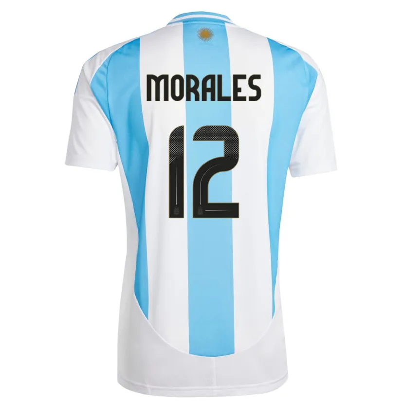 Danxen Kid Argentina Lautaro Morales #12 White Blue Home Jersey 24-26 T-Shirt