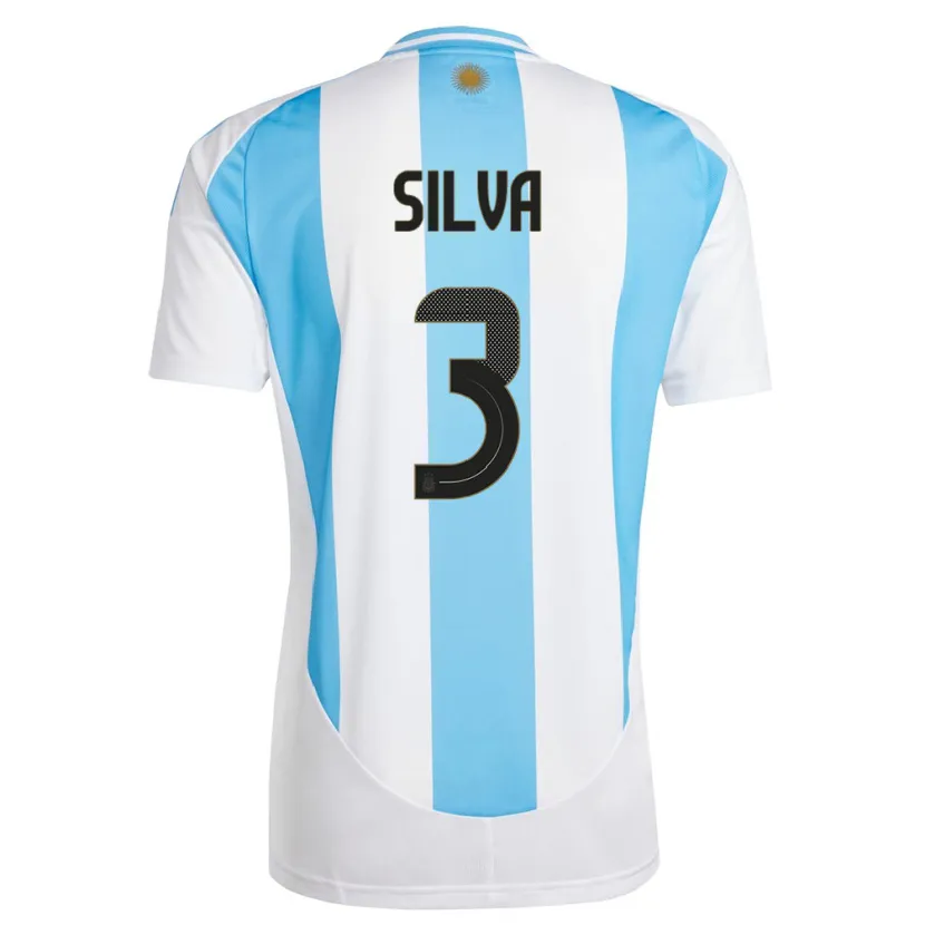 Danxen Kid Argentina Tomas Silva #3 White Blue Home Jersey 24-26 T-Shirt