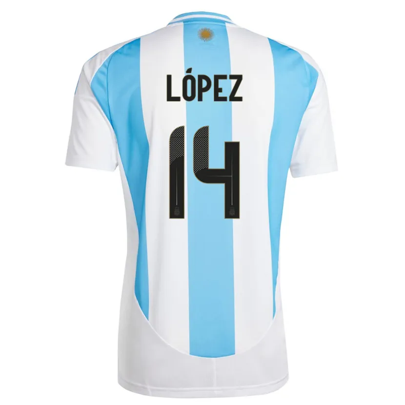 Danxen Kid Argentina Lautaro Lopez #14 White Blue Home Jersey 24-26 T-Shirt