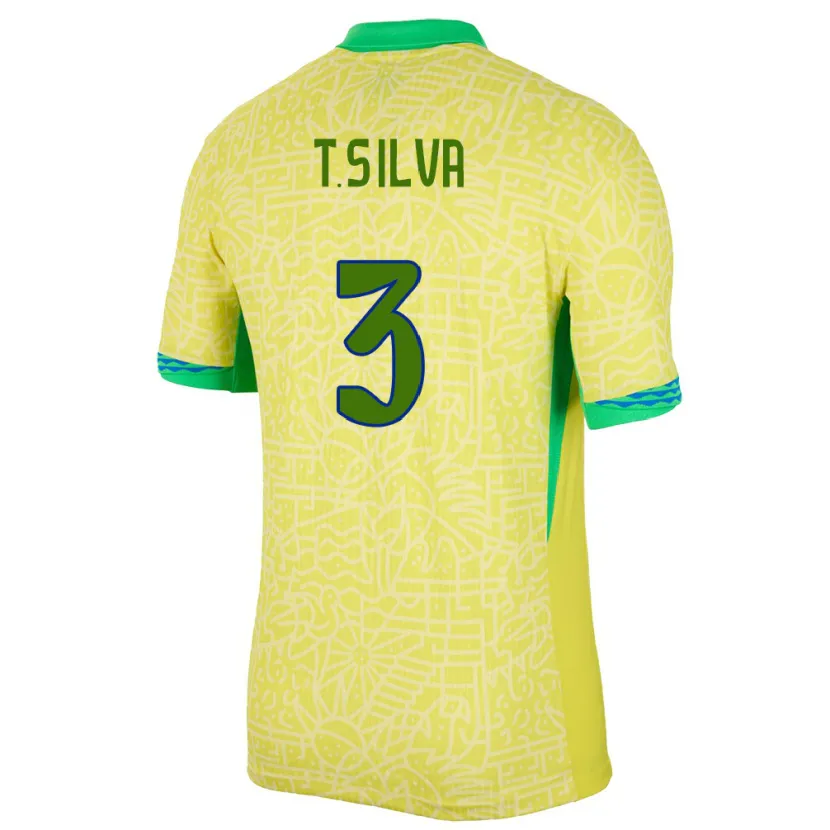 Danxen Kid Brazil Thiago Silva #3 Yellow Home Jersey 24-26 T-Shirt