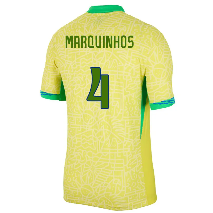 Danxen Kid Brazil Marquinhos #4 Yellow Home Jersey 24-26 T-Shirt