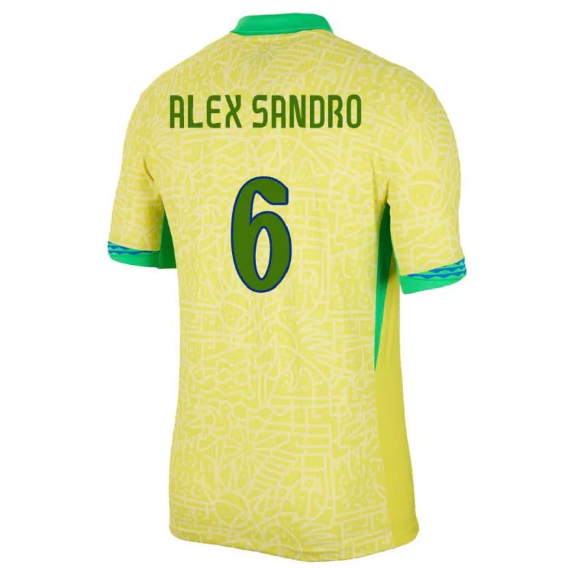 Danxen Kid Brazil Alex Sandro #6 Yellow Home Jersey 24-26 T-Shirt