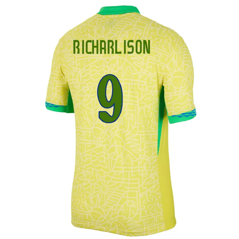 Danxen Kid Brazil Richarlison #9 Yellow Home Jersey 24-26 T-Shirt