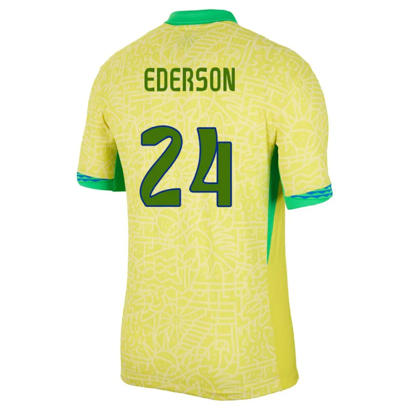 Danxen Kid Brazil Ederson #24 Yellow Home Jersey 24-26 T-Shirt