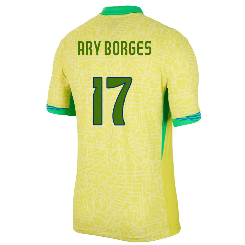 Danxen Kid Brazil Ary Borges #17 Yellow Home Jersey 24-26 T-Shirt