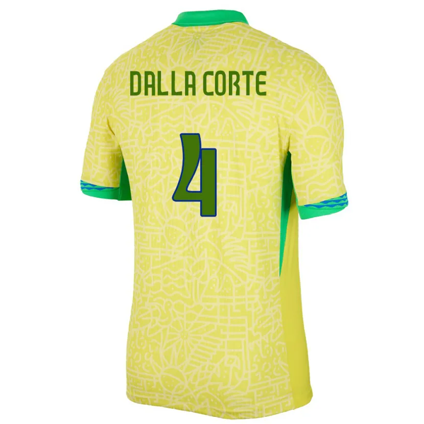 Danxen Kid Brazil Joao Dalla Corte #4 Yellow Home Jersey 24-26 T-Shirt