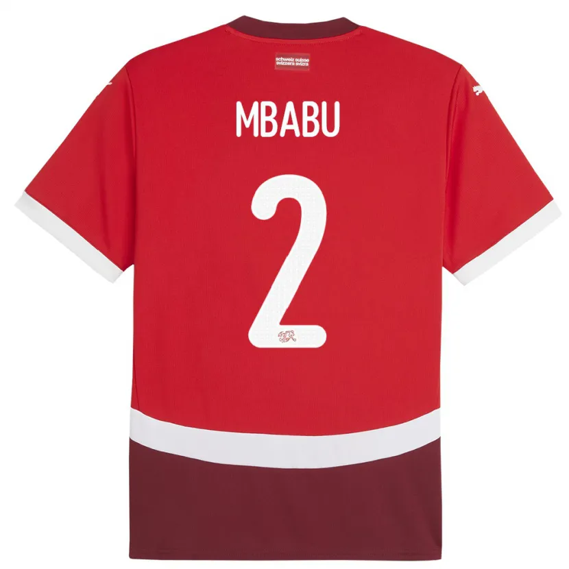 Danxen Kid Switzerland Kevin Mbabu #2 Red Home Jersey 24-26 T-Shirt