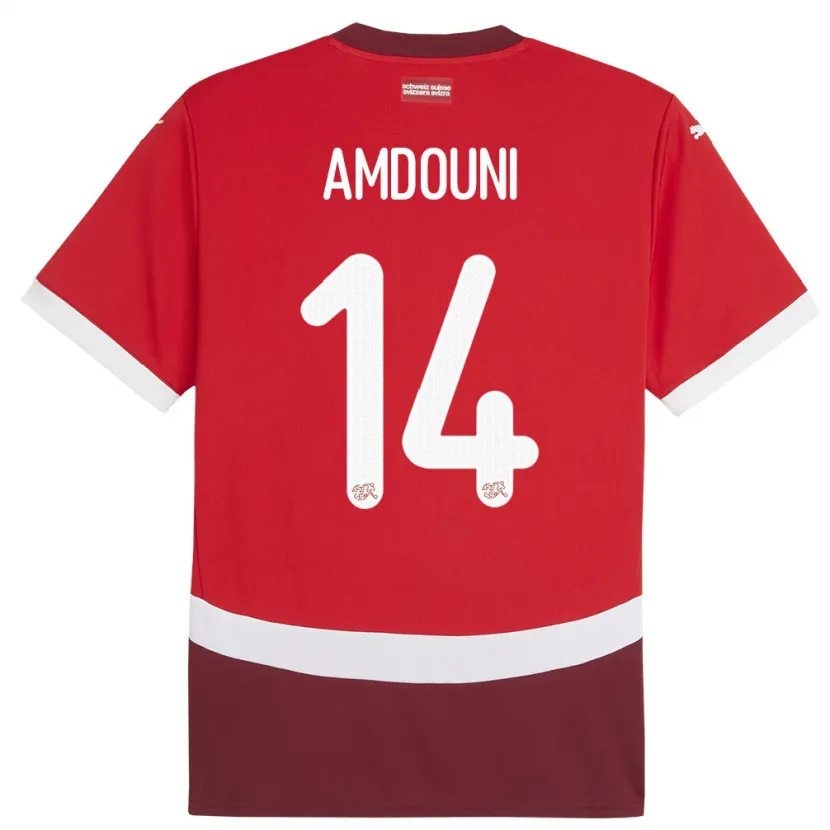 Danxen Kid Switzerland Mohamed Zeki Amdouni #14 Red Home Jersey 24-26 T-Shirt