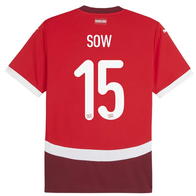 Danxen Kid Switzerland Djibril Sow #15 Red Home Jersey 24-26 T-Shirt