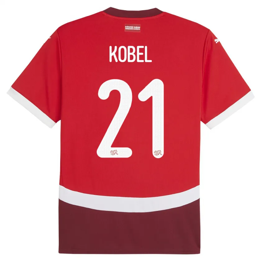 Danxen Kid Switzerland Gregor Kobel #21 Red Home Jersey 24-26 T-Shirt