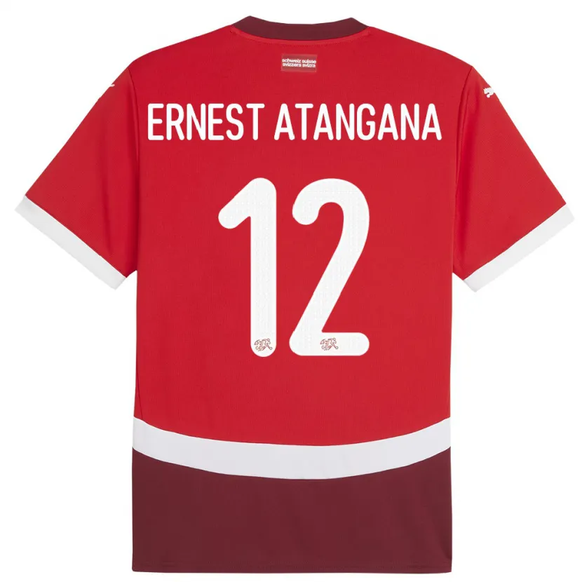 Danxen Kid Switzerland Brian Ernest Atangana #12 Red Home Jersey 24-26 T-Shirt