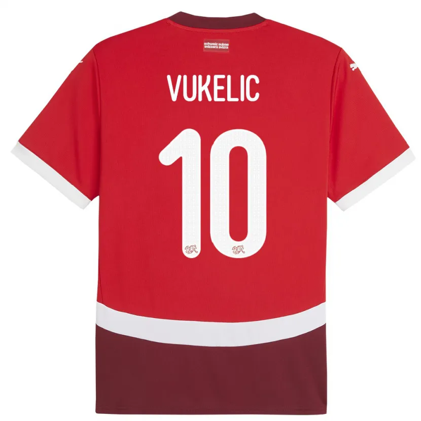 Danxen Kid Switzerland Mile Vukelic #10 Red Home Jersey 24-26 T-Shirt