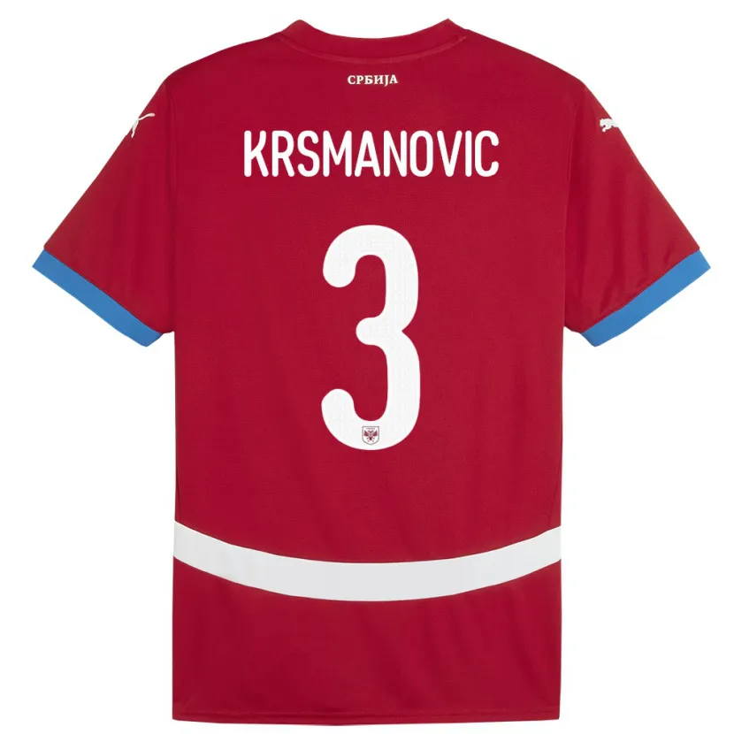 Danxen Kid Serbia Nemanja Krsmanovic #3 Red Home Jersey 24-26 T-Shirt