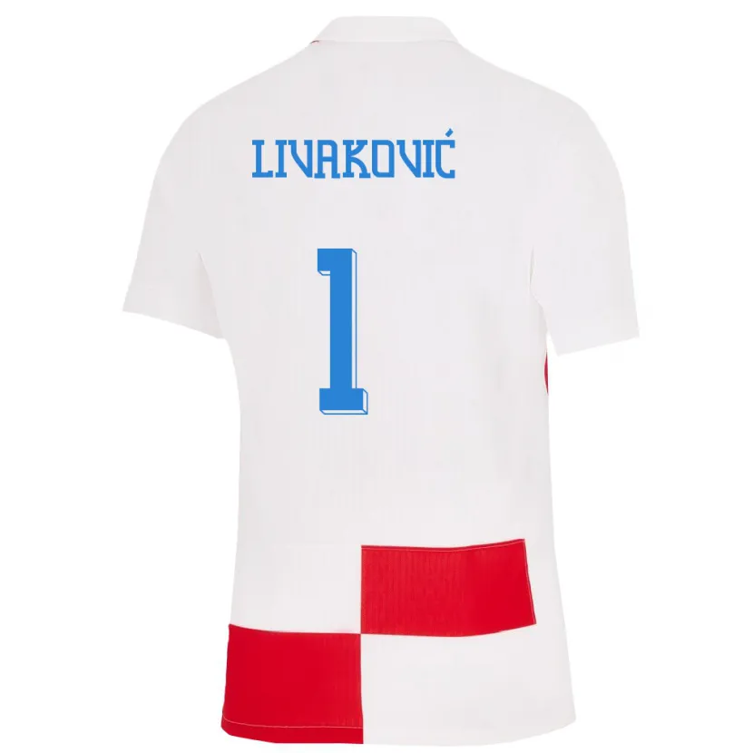 Danxen Kid Croatia Dominik Livakovic #1 White Red Home Jersey 24-26 T-Shirt