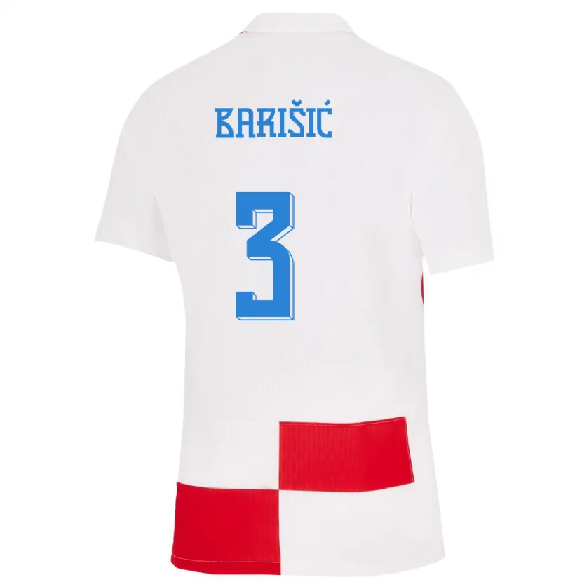 Danxen Kid Croatia Borna Barisic #3 White Red Home Jersey 24-26 T-Shirt