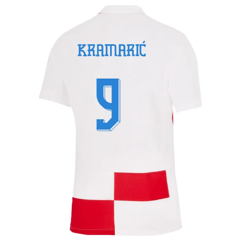 Danxen Kid Croatia Andrej Kramaric #9 White Red Home Jersey 24-26 T-Shirt