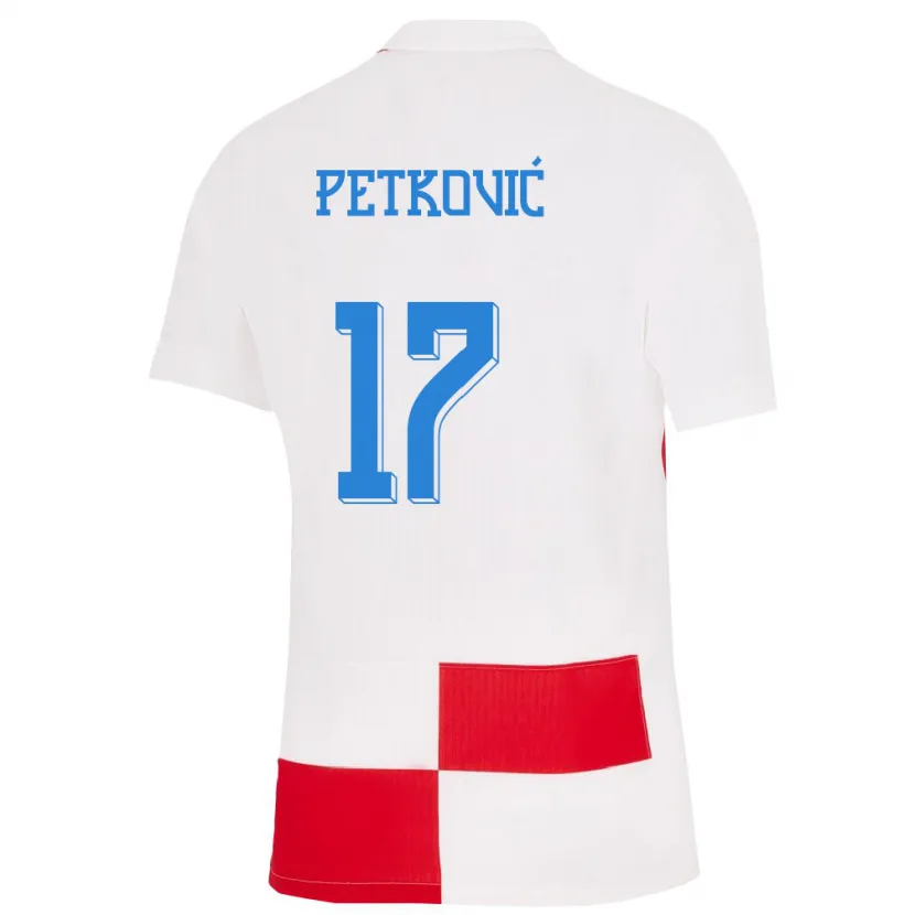 Danxen Kid Croatia Bruno Petkovic #17 White Red Home Jersey 24-26 T-Shirt