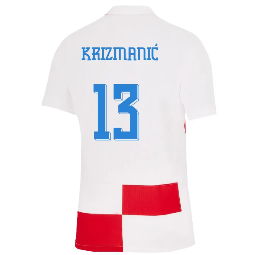 Danxen Kid Croatia Kresimir Krizmanic #13 White Red Home Jersey 24-26 T-Shirt