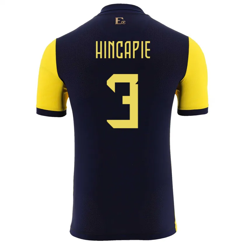 Danxen Kid Ecuador Piero Hincapie #3 Yellow Home Jersey 24-26 T-Shirt