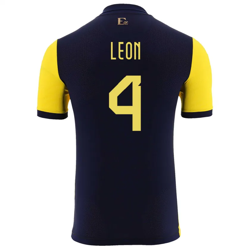 Danxen Kid Ecuador Fernando Leon #4 Yellow Home Jersey 24-26 T-Shirt