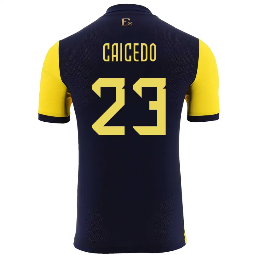 Danxen Kid Ecuador Moises Caicedo #23 Yellow Home Jersey 24-26 T-Shirt