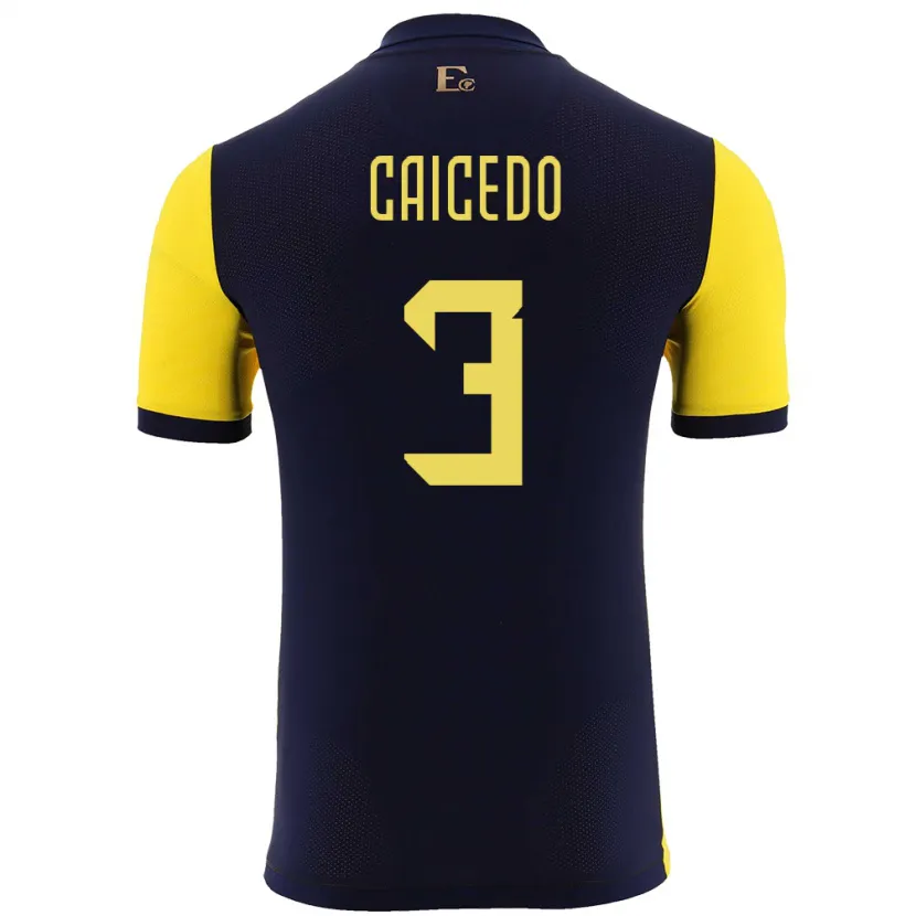 Danxen Kid Ecuador Jessy Caicedo #3 Yellow Home Jersey 24-26 T-Shirt