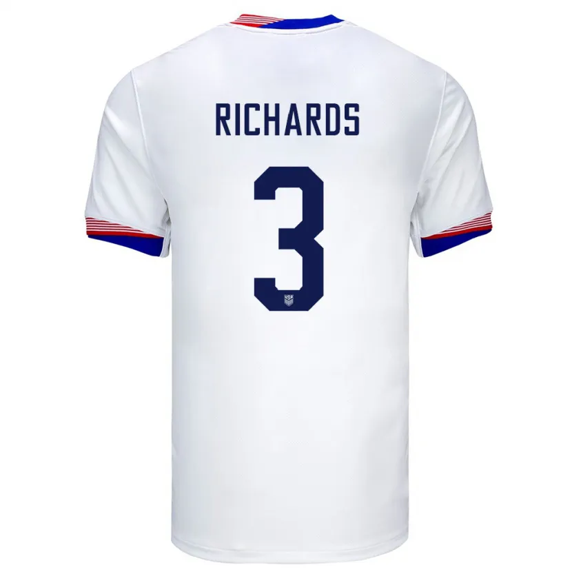 Danxen Kid United States Chris Richards #3 White Home Jersey 24-26 T-Shirt