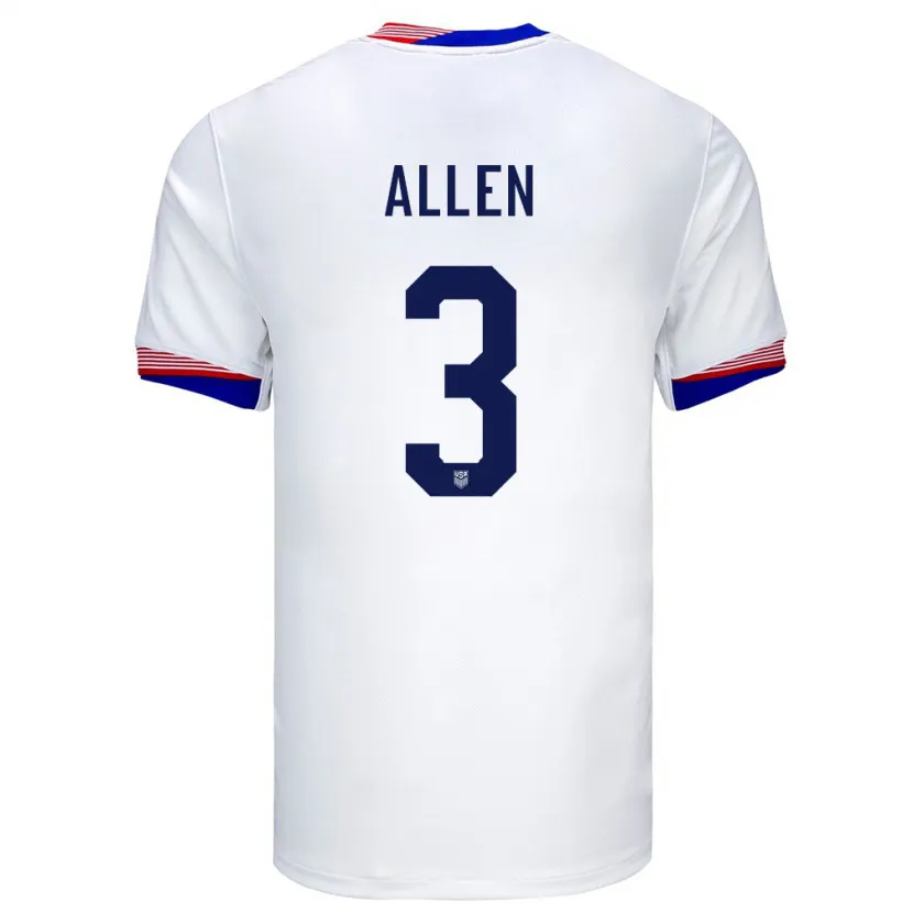 Danxen Kid United States Noah Allen #3 White Home Jersey 24-26 T-Shirt