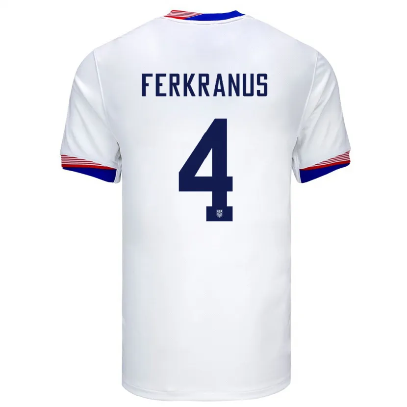 Danxen Kid United States Marcus Ferkranus #4 White Home Jersey 24-26 T-Shirt