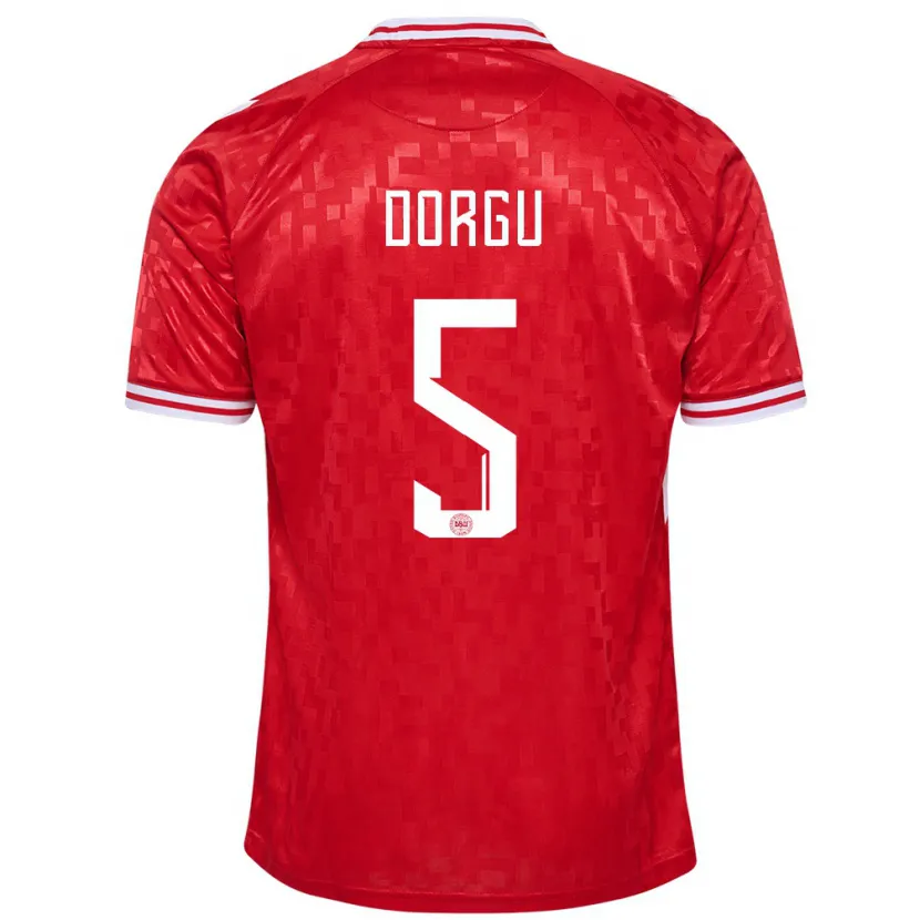 Danxen Kid Denmark Patrick Dorgu #5 Red Home Jersey 24-26 T-Shirt