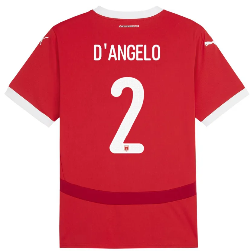 Danxen Kid Austria Chiara D’angelo #2 Red Home Jersey 24-26 T-Shirt