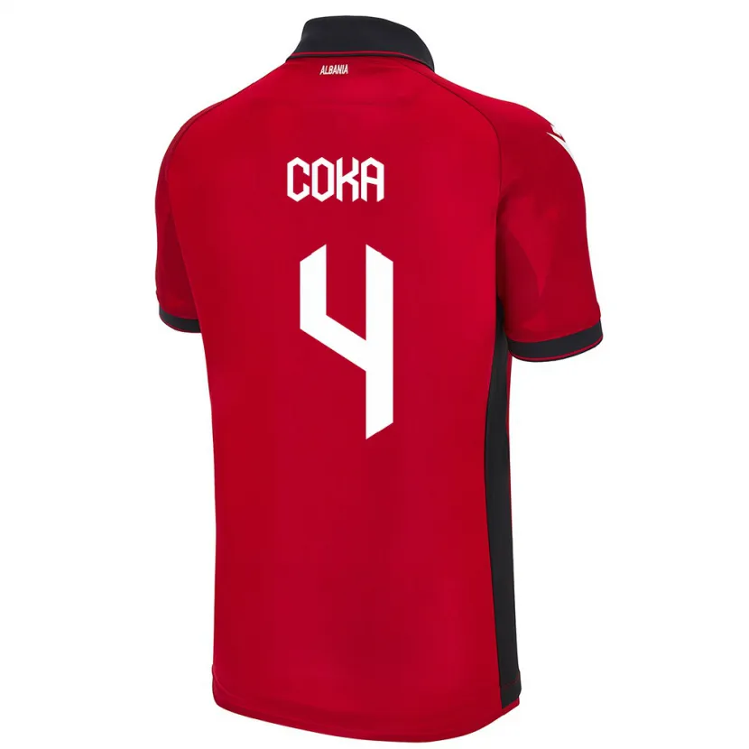 Danxen Kid Albania Jehona Coka #4 Red Home Jersey 24-26 T-Shirt